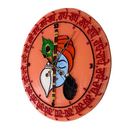 Handcrafted Lippan Art Krishna Wall Clock